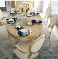 在飛比找樂天市場購物網優惠-桌子 美式圓形餐桌實木橢圓形餐椅組合新古典簡歐餐桌椅法式餐桌