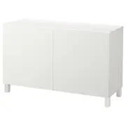 BESTÅ storage combination with doors, white/Laxviken/Stubbarp white, 120x42x74 cm