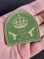 KEEP CALM AND RELOAD ~ 3D PVC Morale Combat Tactical PATCH Hook Back ~ Green