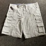 J.Ferrar Shorts Mens Big & Tall 50 Classic Stone Cargo Drawstring Flap Pocket Ne