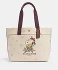 NWT Coach X Peanuts Tote In Canvas With Snoopy Ice Skate Motif CE854