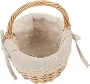 LOPUNER Portable Woven Fruit Basket with Liner Multi Functional Handheld Picnic Container for Home Weddings and Decor Lightweight Wicker Storage for Snacks and