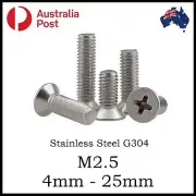 M2.5 Screw s Bolt s Countersunk Phillips Head CSK Course Stainless Steel A2 G304