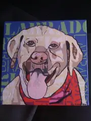 ORIGINAL 'UNIQUE' YELLOW LABRADOR PAINTING by S.L.Lennox MA - SALE!!!