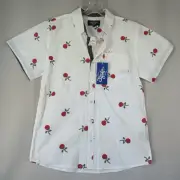 Eighty Eight Brand Boys Youth 16 Rose Graphic Button Shirt White FAST Shipping