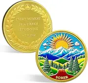 CHURYUML Nature Landscape Sobriety Coin Sunlight Sober Chip Non-Religious AA Coins Recovery Anniversary Medallions Sobriety Gifts for Women Men Alcoholics Anonymous Addiction Recovery Gift