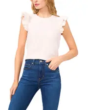 CeCe Ruffle Sleeve Textured Top