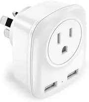 Travel Adapter,Multifunctional 3 in 1 Conversion Plug,US to Australia Charger with 2 USB Ports and Plug Adapter for Phones,Tablets