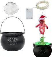 Vgvgaj Witch Cauldron Fog Maker,Black Cauldron with LED Lights - Sturdy Construction Scary Props for Entrance Table, Halloween Party, TV Cabinet, Fireplace