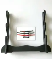 Black Wood Three Swords Display stand for Samurai & Katana Swords