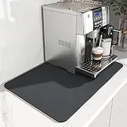 Coffee Maker Mat, 40 X 50 Cm, Rubber-Backed Countertop Dish Drying Mat, Absorbent and Stain Hiding Spill Mat for Kitchen, Coffee Bars, Dark Grey
