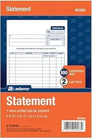 Adams Statement Forms, 2-Part Carbonless, 100 Individual Unit Sets Per Pack (NC2583)