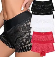 CINVIK Sexy Lace Underwear Breathable Comfort High Waisted Elastic Panties with Lace Mesh Panties for Women S-4XL
