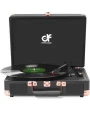 Record Player Built-in 2 Speakers Vintage Gift 3-Speed Retro Turntable Black