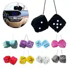 1x Car Colorful Soft Spotty Furry Fluffy Hanging Mirror Fuzzy Decor Dice C8D0