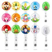 Faceles Gnome Theme Badge Reel with Alligator Clip Retractable Card Badge Holder