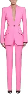 [Zadaos] Women's Designer Runway Suit Set Gauze Patchwork Single Buttons Blazer Pencil Pants Suit 2Pcs