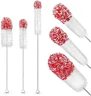 C100AE Set of 3 Bottle Brushes, Long Cleaning Brushes, Bottle with Cotton Head, Residue-Free and Scratch-Free Bottle Cleaner Brush for Glass Bottles, Baby Bottles