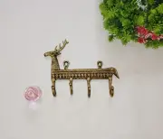 Tribal Art Deer Wall Coat Hanger Brass Barasingha Washroom Wall Towel Hook DM310