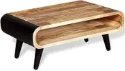 Coffee Table Wood Living Room, Industrial Modern Farmhouse Table with Storage, Solid Rough Mango, Coffee Center for Home Office Furnishing (90x55x39 cm)