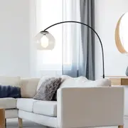 Oriel Lighting OVER Large Arc Floor Lamp with Acrylic Shade in Black