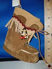 Indian Ornament Dark Brown Moccasin with Beaded Decorations 970414DB 47