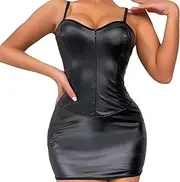 [Generic] Adult Lingerie Womens Latex Women Erotic Lingerie Sexy Costumes Black Halter Lace Up Leather Bondage Backless Teddy Sexy Lady Bodysuit Latex Underwear Lingerie Sexy Set