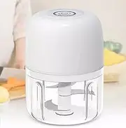 NDBOX Mini Electric Garlic Chopper 250ml - Portable USB Rechargeable and Lightweight Spice Blender for Onion, Tomato, Ginger, Beans - Three Blades Handy Food Processor Mincer (White)