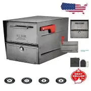 Contemporary Pewter Galvanized Steel Mailbox with Anti-Fishing Locking System