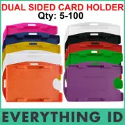 RIGID DUAL SIDED ID BADGE CARD PASS HOLDER MULTIPLE COLOURS BOTH ORIENTATIONS