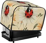 BedBliss Ladybug And Flower Print 2 Slice Toaster Cover Fingerprint Bread Maker Protectors,Kitchen Small Appliance Dust Cover