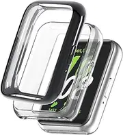 USTIYA 2X Case for Samsung Galaxy Fit 3 Smartwatch Cover Screen Protector TPU (Black + Clear)