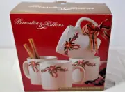 CHRISTMAS Poinsettia And Ribbons Coffee Tea Cup Mugs 4 Pcs Made for KMart