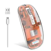 3 Modes Wireless Bluetooth Transparent Mouse 2.4G USB 2400DPI Rechargeable