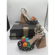 Betsey Johnson Women's Sprite Fruit Embellished Chunky Heels Sandals Size 6 NIB