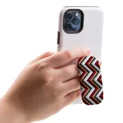 Kickstand Grip AddOn, Universal Phone Holder, Black Brown Red Zigzag