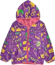 [GuoChe] Toddler Jacket Mardi Gras Balloon Carnival Mask Jester Purple Toddler Girl Winter Jacket pink Toddler Fleece Zip Up 3T
