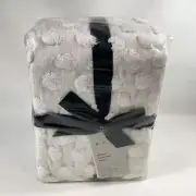 West Elm Full/Queen Candlewick Blanket Couverture Stone White Sabana BLK FQ New