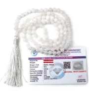 Natural Crystal White Agate mala Natural Crystal Stone 6 mm 108 Beads Jap Mala