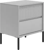 Sarantino Hans Fluted 2-Drawer Grey Bedside Table Night Stand Cabinet Storage Chest