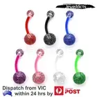 2-7PCS Navel Button Belly Piercing Bar Bioplast Candy Colours Sparkling Body
