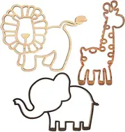 Yulejo 3 Pieces Nursery Wall Decor Jungle Theme Nursery Decoration Wooden Woodland Safari Animal Wall Decor with Glue Points for Bedroom