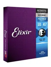 Elixir 11000 Polyweb Coated 80/20 Bronze Acoustic Guitar Strings; gauges 10-47