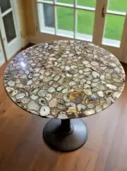 30" Round Agate Stone Coffee Table Kitchen Slab Countertop Handmade Home Decors