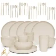 Wheat Straw Dinnerware Sets -DAPIPIK 42 Piece Unbreakable Dinnerware Sets for 6,