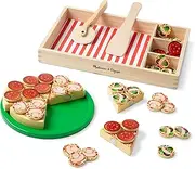 Melissa & Doug Pizza Party Wooden Play Food Set with 54 Toppings