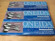 NEW 2001 Oneida Secretariat Immaculate 18/10 Flatware 8 Teaspoons + Hostess Set