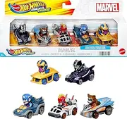 [Hot Wheels] RacerVerse Marvel Die-Cast Vehicles - Rocket, Black Panther, Captain Marvel, Captain America, Thanos, Superheroes as Drivers, for Collectors and Children from 3 Years, HPN40