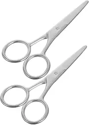 ERINGOGO 2Pcs Stainless Steel Eyebrow Scissors Trimming Scissors for Precise Eyebrow Shaping Nose Hair Removal and Beard Trimming Compact Beauty Grooming Tool Safe Design for Women
