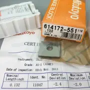 MITUTOYO 614172 Square Steel Gage Block 0.132" ASME 2 w/CertificateMachinist